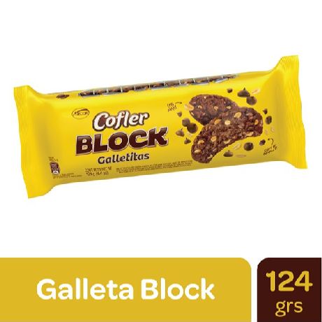 GALLETAS COFLER BLOCK CHOCOLATE CON MANI X 124 GR.