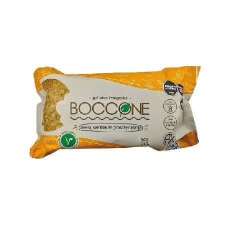 GALLETAS BOCCONE INTEGRALES AVENA, GIRASOL Y NARANJA X 145 GR.