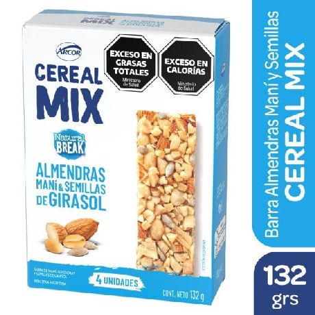 BARRA CEREAL MIX FRUTOS SECOS X 132 GR.
