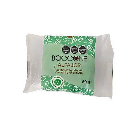 ALFAJOR BOCCONE MAICENA  RELLENO PASTA DE MANI Y CACAO 50 GR.