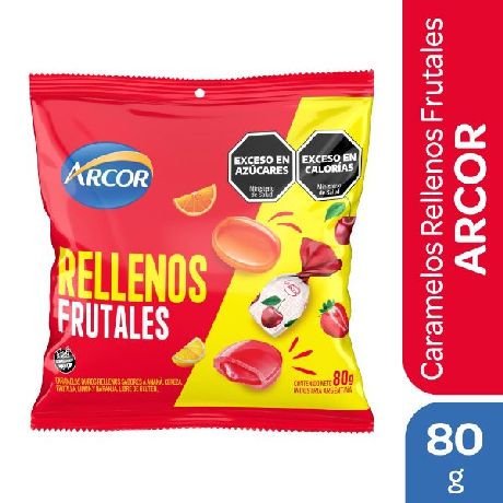CARAMELOS ARCOR RELLENOS FRUTALES X 80 GR.