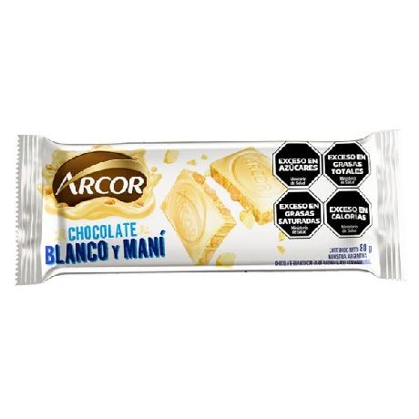 CHOCOLATE ARCOR BLANCO CON MANI X 80 GR.