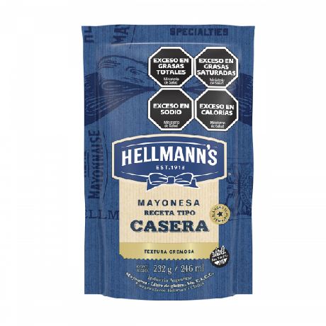 MAYONESA HELLMANNS TIPO CASERA DOY PACK X 232 GR.