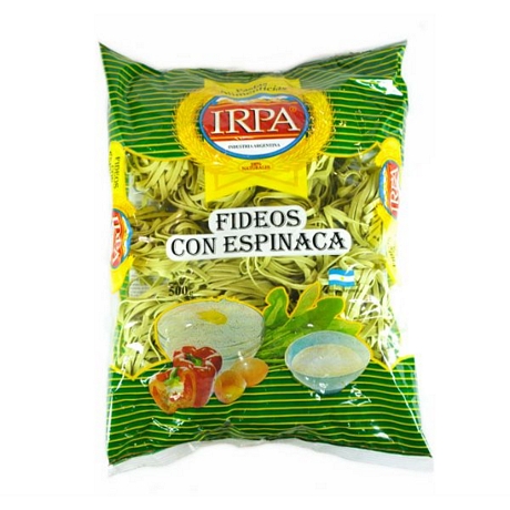 FIDEOS IRPA NIDO ESPINACA X 500 GR.