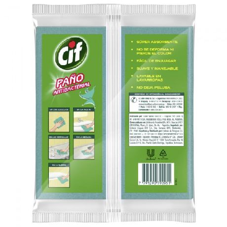 PAÑO CIF MULTIUSO ANTIBACTERIAL X 3 UN.