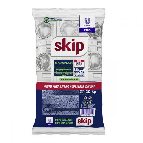 JABON SKIP POLVO LAVADO ROPA BIO ENZIMAS X10KG