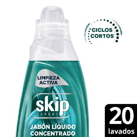 JABÓN LÍQUIDO CONCENTRADO SKIP PARA CICLO CORTO LIMPIEZA ACTIVA BOTELLA X 800 ML.