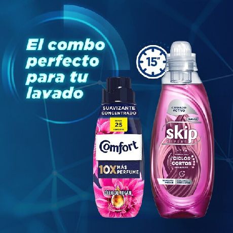 JABÓN LÍQUIDO CONCENTRADO SKIP PARA CICLO CORTO CUIDADO ACTIVO BOTELLA X 800 ML.