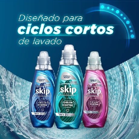 JABÓN LÍQUIDO CONCENTRADO SKIP PARA CICLO CORTO CUIDADO ACTIVO BOTELLA X 800 ML.