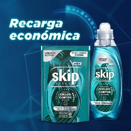 JABÓN LÍQUIDO CONCENTRADO SKIP PARA CICLO CORTO LIMPIEZA ACTIVA DOYPACK X 800 ML.