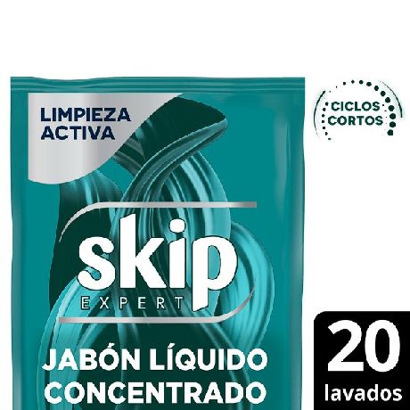 JABÓN LÍQUIDO CONCENTRADO SKIP PARA CICLO CORTO LIMPIEZA ACTIVA DOYPACK X 800 ML.