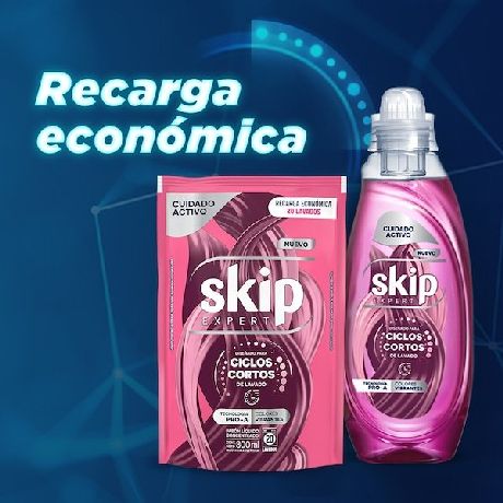 JABÓN LÍQUIDO CONCENTRADO SKIP PARA CICLO CORTO CUIDADO ACTIVO DOYPACK X 800 ML.