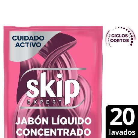 JABÓN LÍQUIDO CONCENTRADO SKIP PARA CICLO CORTO CUIDADO ACTIVO DOYPACK X 800 ML.