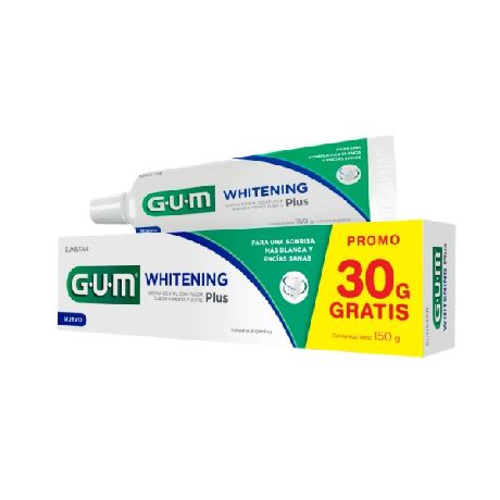 CREMA DENTAL GUM WHITENING PLUS X 120 GR. + 30 GR DE REGALO.