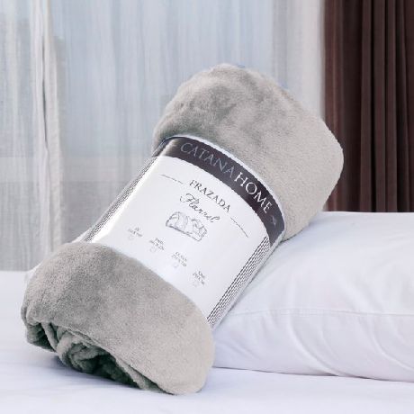 FRAZADA CATANA HOME FLANNEL TWIN 160 X 220CM GRIS CLARO