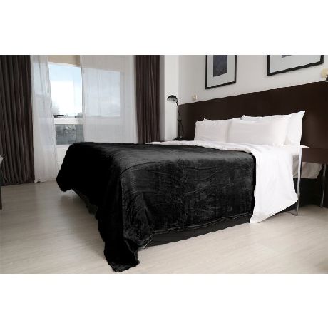 FRAZADA CATANA HOME FLANNEL QUEEN 220 X 240CM NEGRO