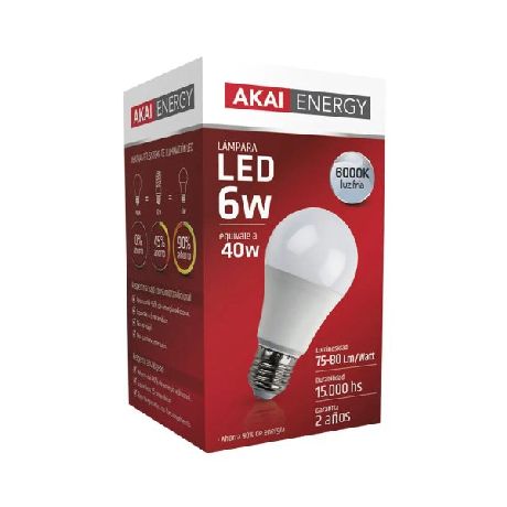 LAMPARA AKAI BULBO A60 CLASSIC 6W E27 6000K FRIA X UN-ART 3121
