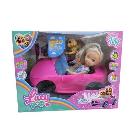 MINI MUÑECA LUCY POP TINY CON AUTO AUTO 17,5X9X6 CM. Y ACCESORIOS X UN. ART. 54911