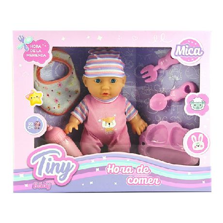 BEBOTE TINY HORA DE COMER 5 ACCESORIOS 22CM (CUERPO DURO) 30 X 24 X 8 CM. ART.53727