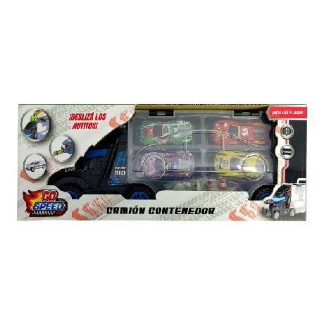 CAMION A FRICCION CON 4 AUTITOS GO SPEED 32X7.5 X12 X UN. ART.55407