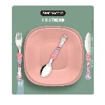 SET BABY X 5 PZAS SIMONAGIO ROSA CUBIERTOS + PLATO PLAYO/HONDO