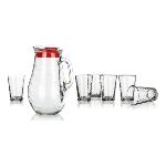 SET JARRA 1.85 LT. VIDRIO C/TAPA + 6 VASOS - ART. 98097