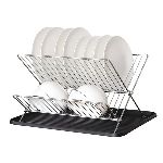SECAPLATOS PLEGABLE
 HIERRO-PLASTICO DEKO HOGAR MR1298 PLATEADO 26X37X25CM MR1298
