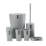 SET DE BAÑO 6 PIEZAS DEKO HOGAR MR1679  GRIS CH-BA-SET-00829